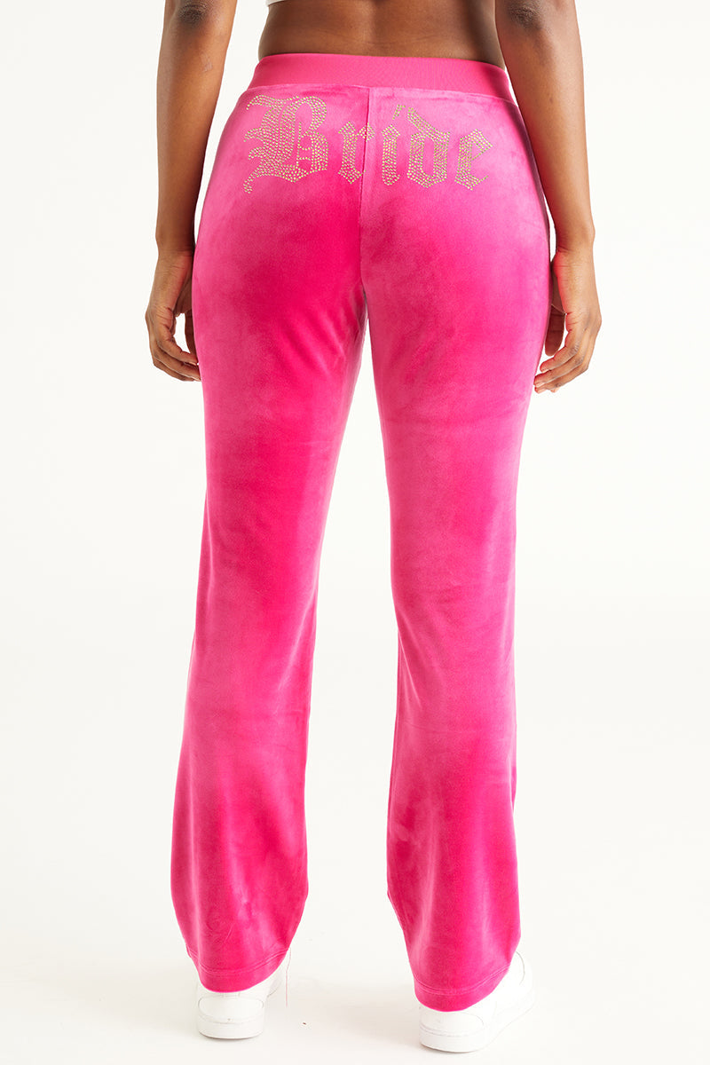 Bride Customizable Big Bling Velour Track Pants - Free Love - Juicy Couture