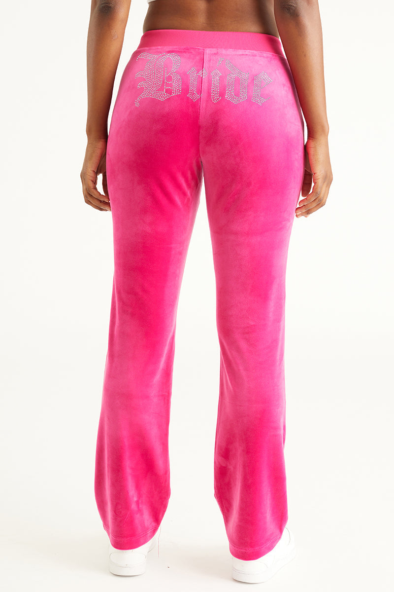 Bride Customizable Big Bling Velour Track Pants - Free Love - Juicy Couture