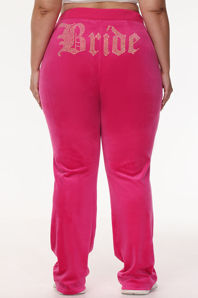 Bride Customizable Big Bling Velour Track Pants - Free Love - Juicy Couture