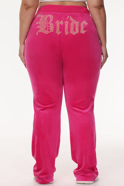 Bride Customizable Big Bling Velour Track Pants - Free Love - Juicy Couture