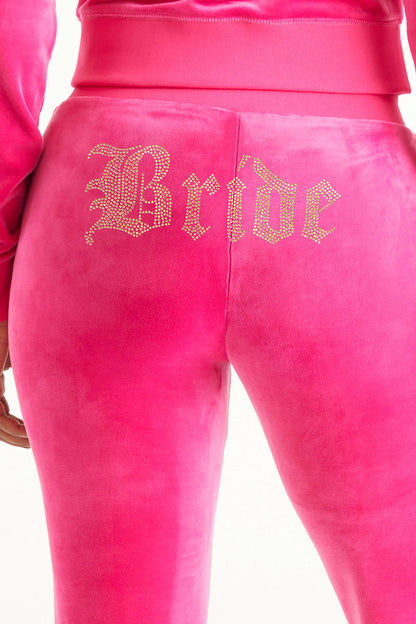 Bride Customizable Big Bling Velour Track Pants - Free Love - Juicy Couture