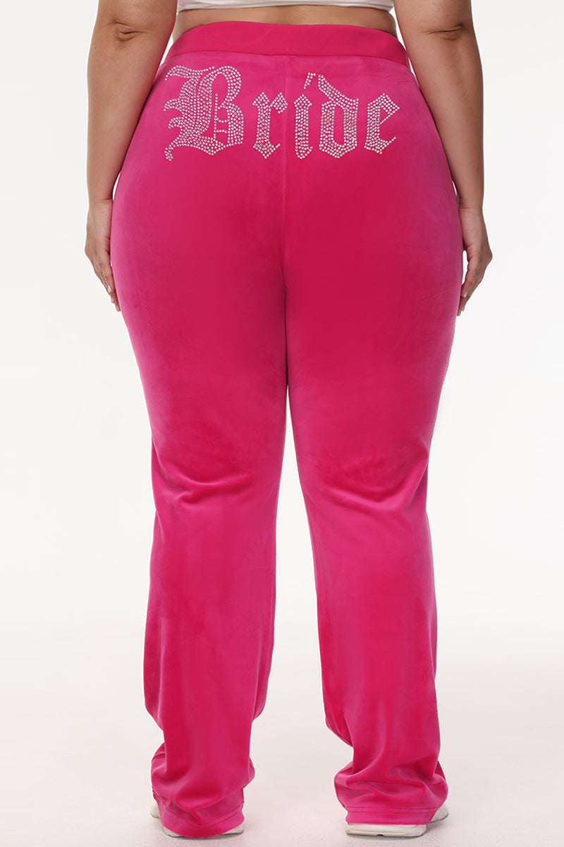 Bride Customizable Big Bling Velour Track Pants - Free Love - Juicy Couture