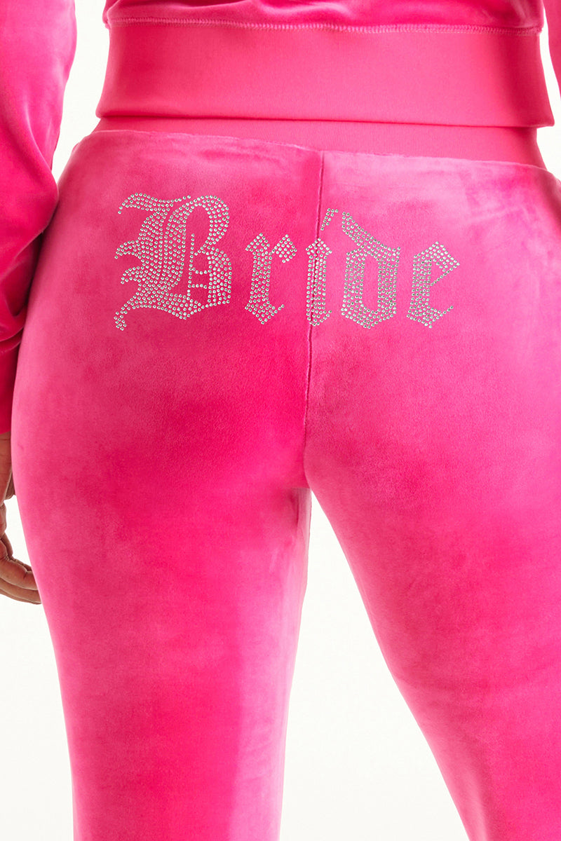 Bride Customizable Big Bling Velour Track Pants - Free Love - Juicy Couture