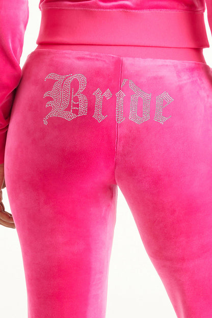 Bride Customizable Big Bling Velour Track Pants - Free Love - Juicy Couture