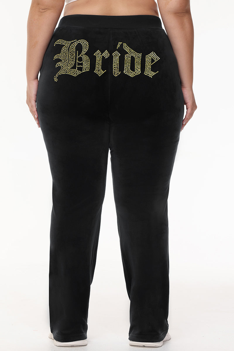 Bride Customizable Big Bling Velour Track Pants - Liquorice - Juicy Couture
