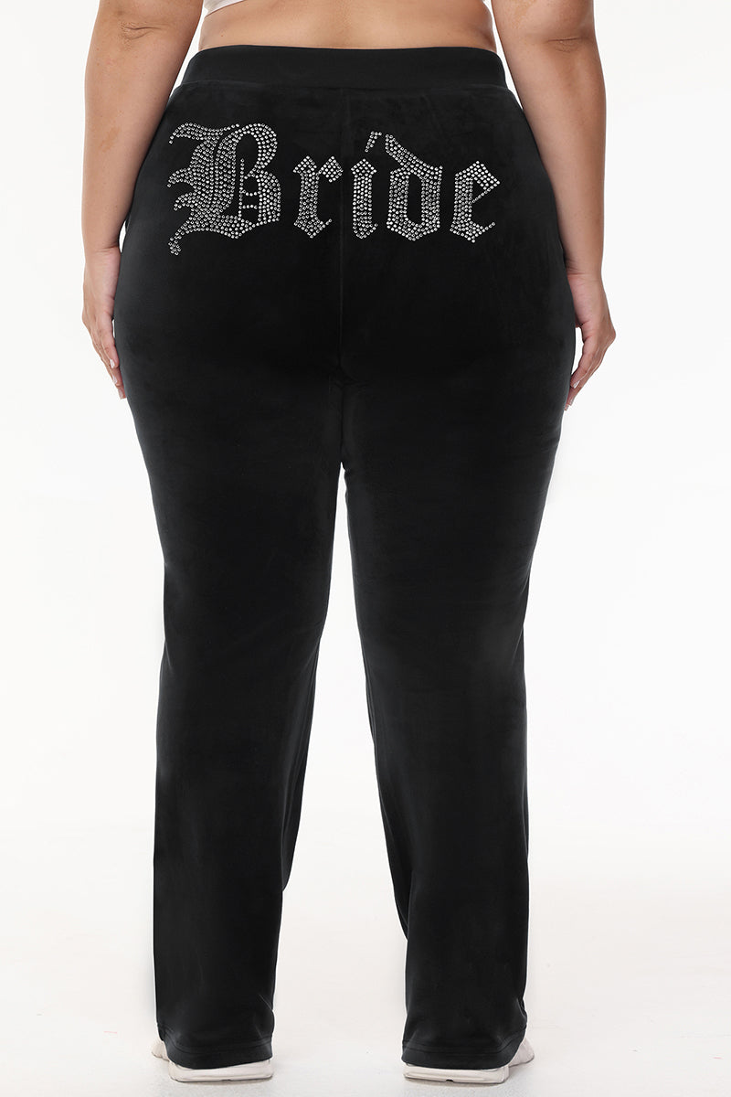 Bride Customizable Big Bling Velour Track Pants - Liquorice - Juicy Couture