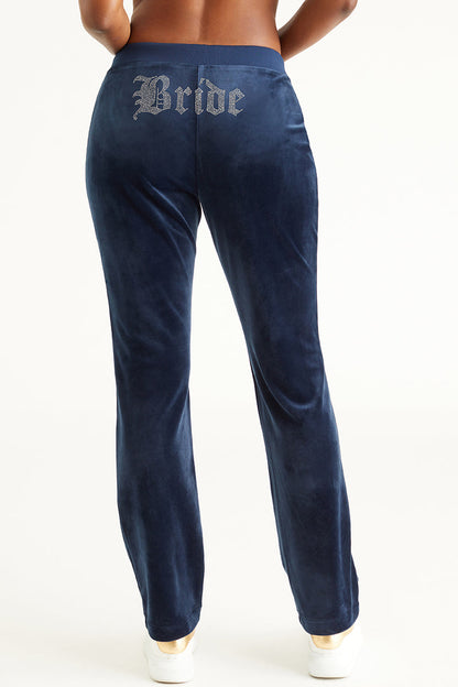 Bride Customizable Big Bling Velour Track Pants - Regal Blue - Juicy Couture