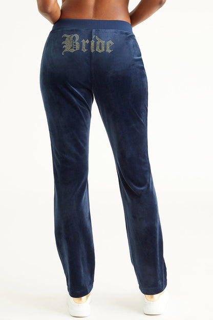 Bride Customizable Big Bling Velour Track Pants - Regal Blue - Juicy Couture