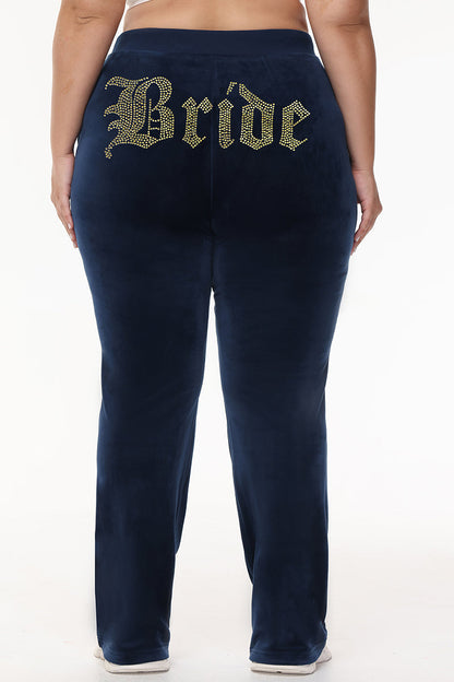 Bride Customizable Big Bling Velour Track Pants - Regal Blue - Juicy Couture