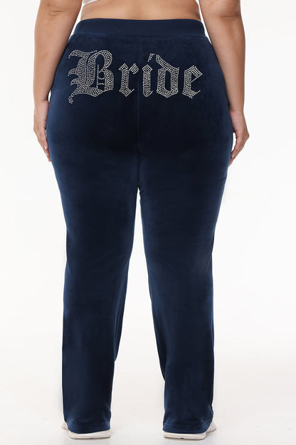Bride Customizable Big Bling Velour Track Pants - Regal Blue - Juicy Couture