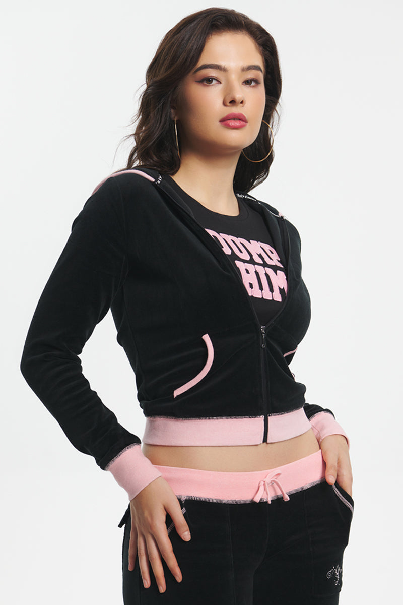 Sweetheart Cotton Velour Hoodie - Liquorice - Juicy Couture