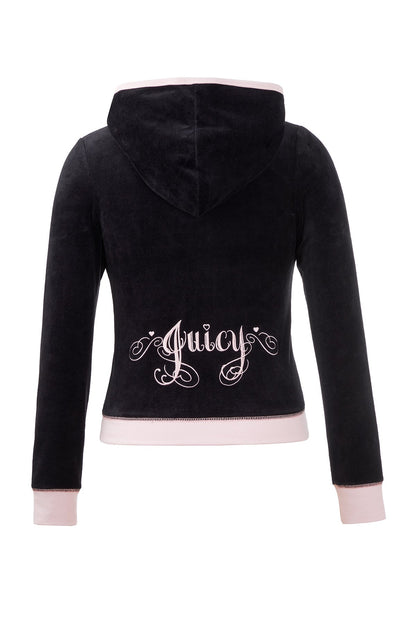 Sweetheart Cotton Velour Hoodie - Liquorice - Juicy Couture