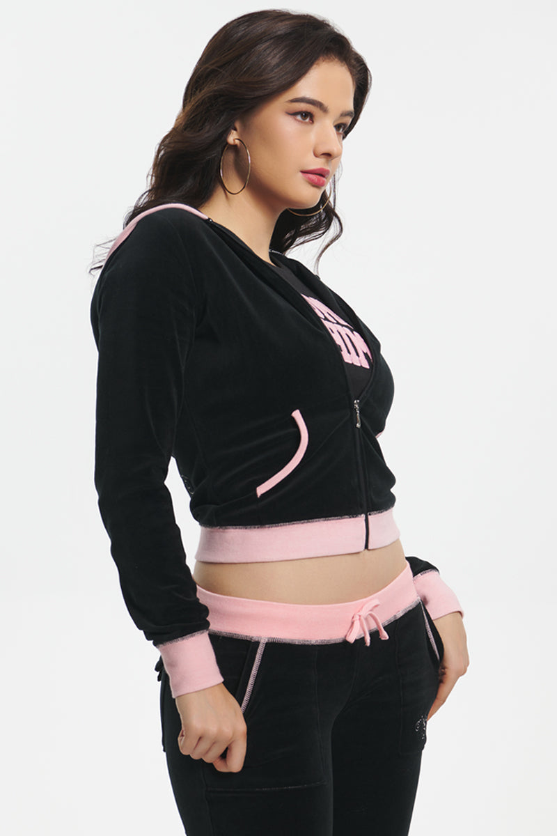 Sweetheart Cotton Velour Hoodie - Liquorice - Juicy Couture