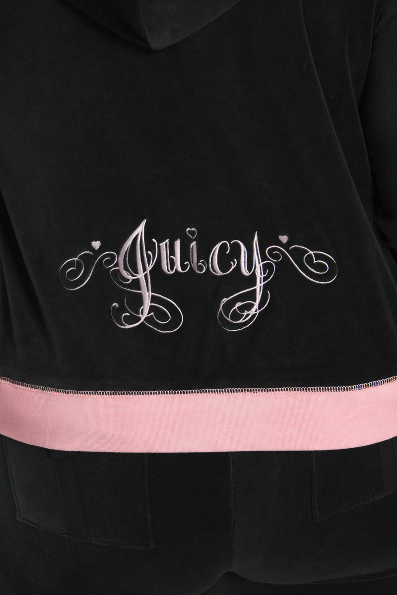 Sweetheart Cotton Velour Hoodie - Liquorice - Juicy Couture