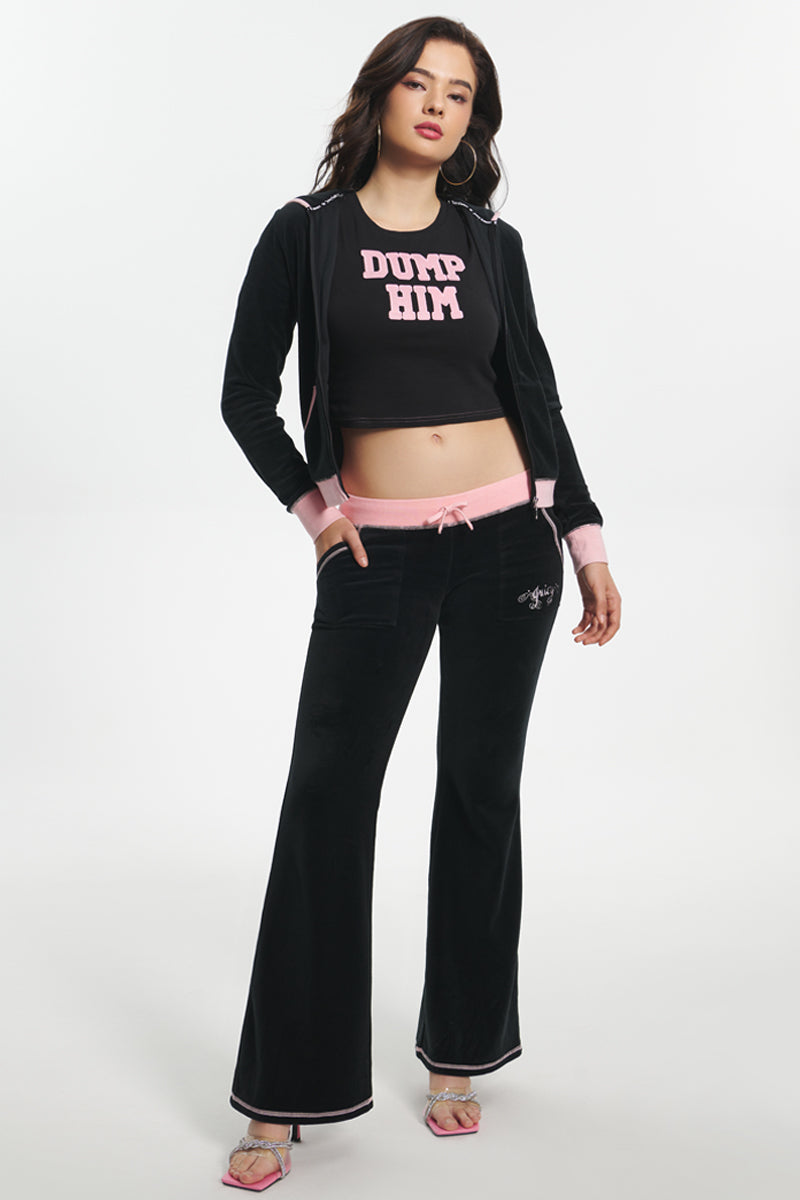 Sweetheart Cotton Velour Track Pants - Liquorice - Juicy Couture