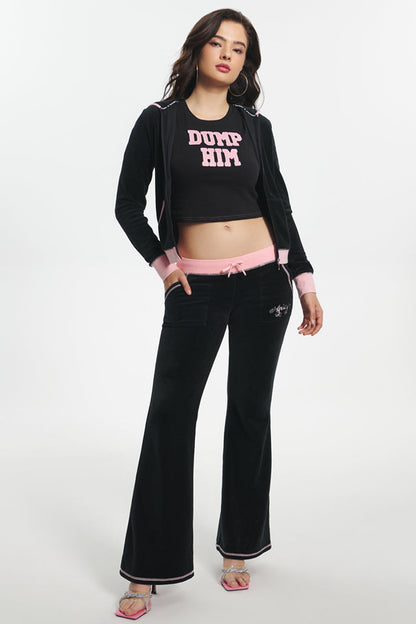 Sweetheart Cotton Velour Track Pants - Liquorice - Juicy Couture