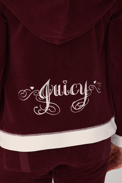 Sweetheart Cotton Velour Hoodie - Red Dahlia - Juicy Couture