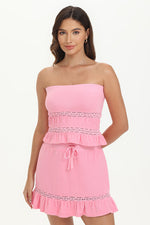 Towel Terry Lace Trim Tube Top - Hot Hot - Juicy Couture