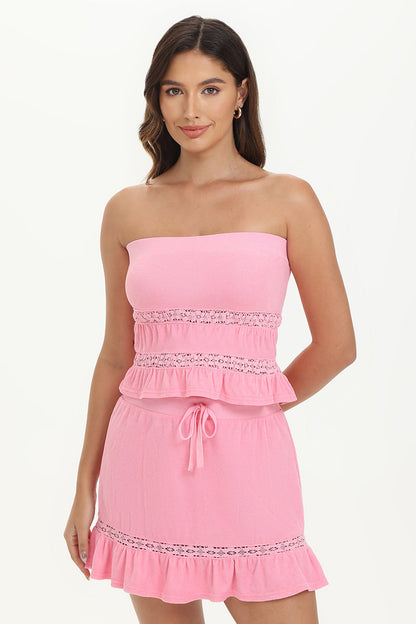 Towel Terry Lace Trim Tube Top - Hot Hot - Juicy Couture