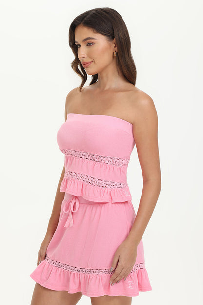Towel Terry Lace Trim Tube Top - Hot Hot - Juicy Couture