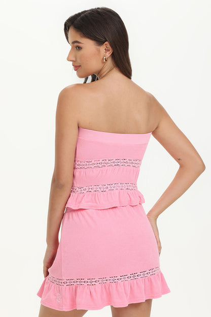 Towel Terry Lace Trim Tube Top - Hot Hot - Juicy Couture