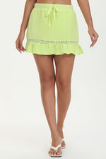 Towel Terry Mini Skirt With Lace Trim - Pear - Juicy Couture