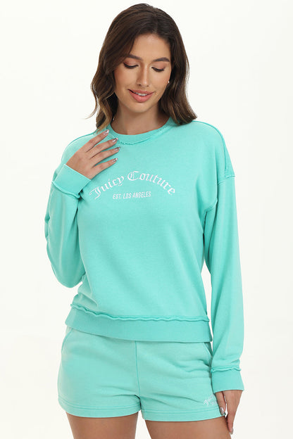 French Terry Embroidered Crewneck - Bermuda Sky - Juicy Couture