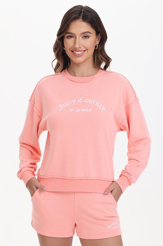 French Terry Embroidered Crewneck - Guava - Juicy Couture