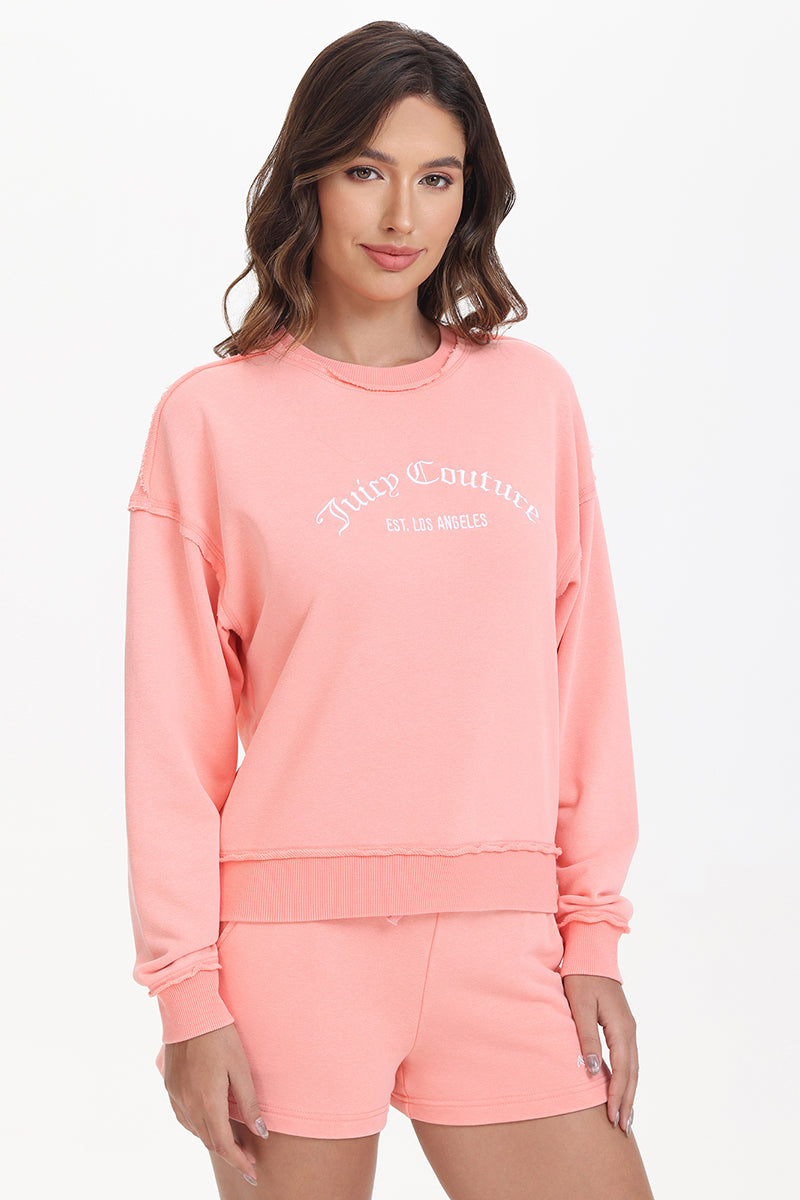 French Terry Embroidered Crewneck - Guava - Juicy Couture