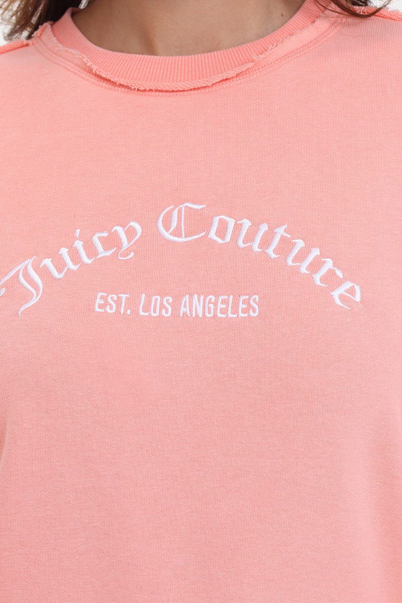 French Terry Embroidered Crewneck - Guava - Juicy Couture