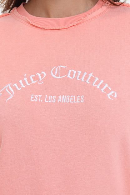 French Terry Embroidered Crewneck - Guava - Juicy Couture
