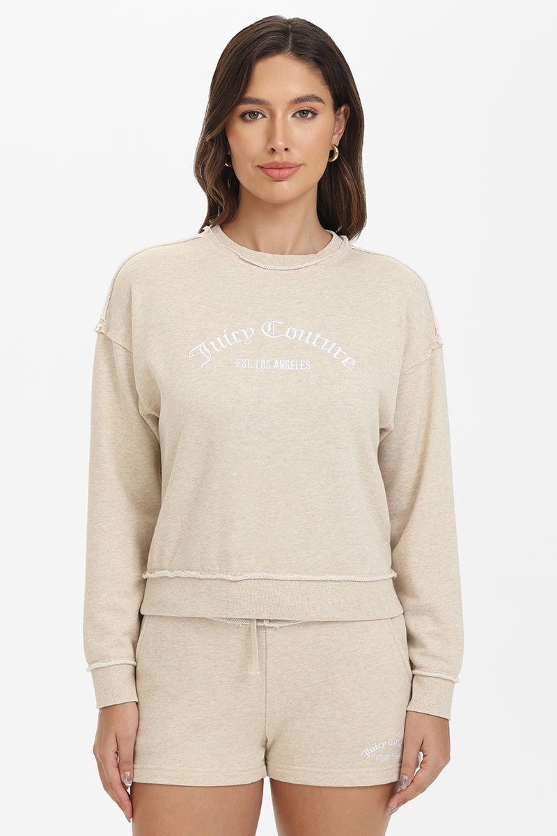 French Terry Embroidered Crewneck - Oatmeal Heather - Juicy Couture