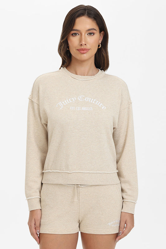 French Terry Embroidered Crewneck - Oatmeal Heather - Juicy Couture