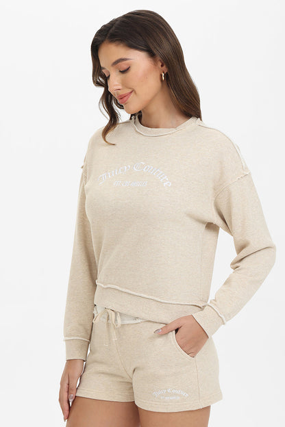 French Terry Embroidered Crewneck - Oatmeal Heather - Juicy Couture