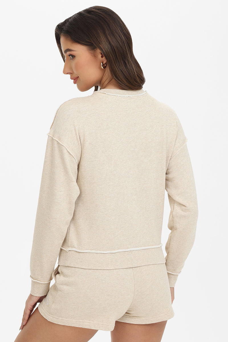 French Terry Embroidered Crewneck - Oatmeal Heather - Juicy Couture