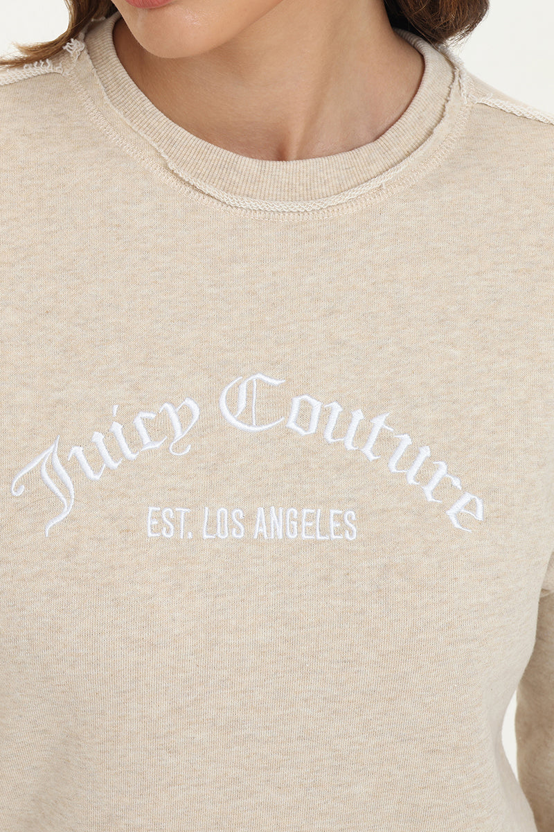 French Terry Embroidered Crewneck - Oatmeal Heather - Juicy Couture
