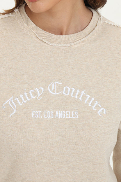 French Terry Embroidered Crewneck - Oatmeal Heather - Juicy Couture