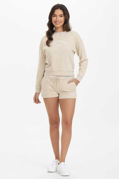 French Terry Embroidered Crewneck - Oatmeal Heather - Juicy Couture
