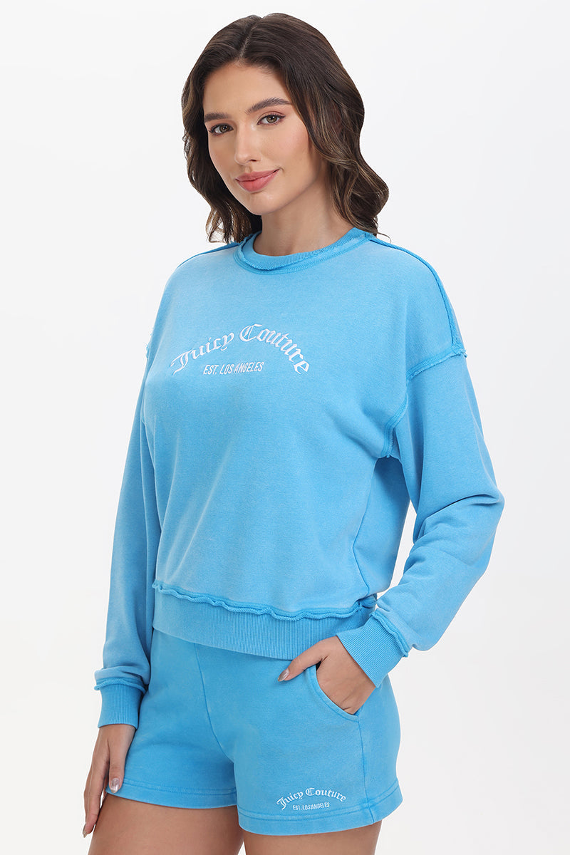 French Terry Embroidered Crewneck - Wave - Juicy Couture