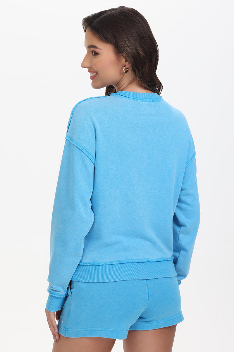 French Terry Embroidered Crewneck - Wave - Juicy Couture