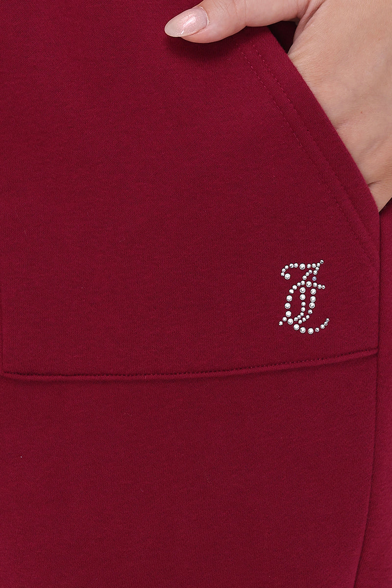 Plus-Size Small Bling Fleece Sweatpants - Dark Crimson - Juicy Couture