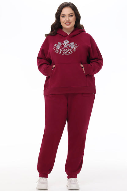 Plus-Size Small Bling Fleece Sweatpants - Dark Crimson - Juicy Couture