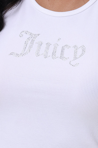 Small Bling High Neck Seamless Crop Tank - White - Juicy Couture