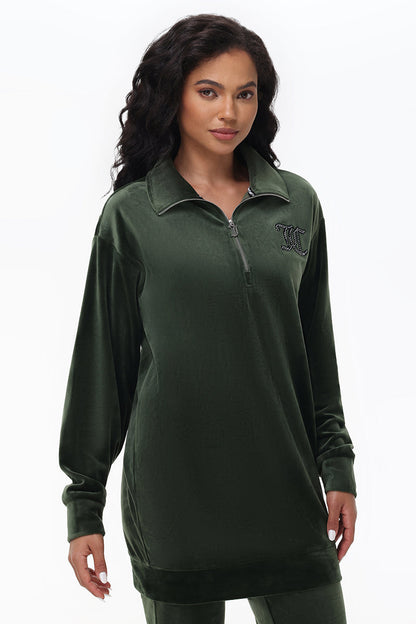 Oversized Small Bling Quarter Zip Pullover - Hands On Deck - Juicy Couture