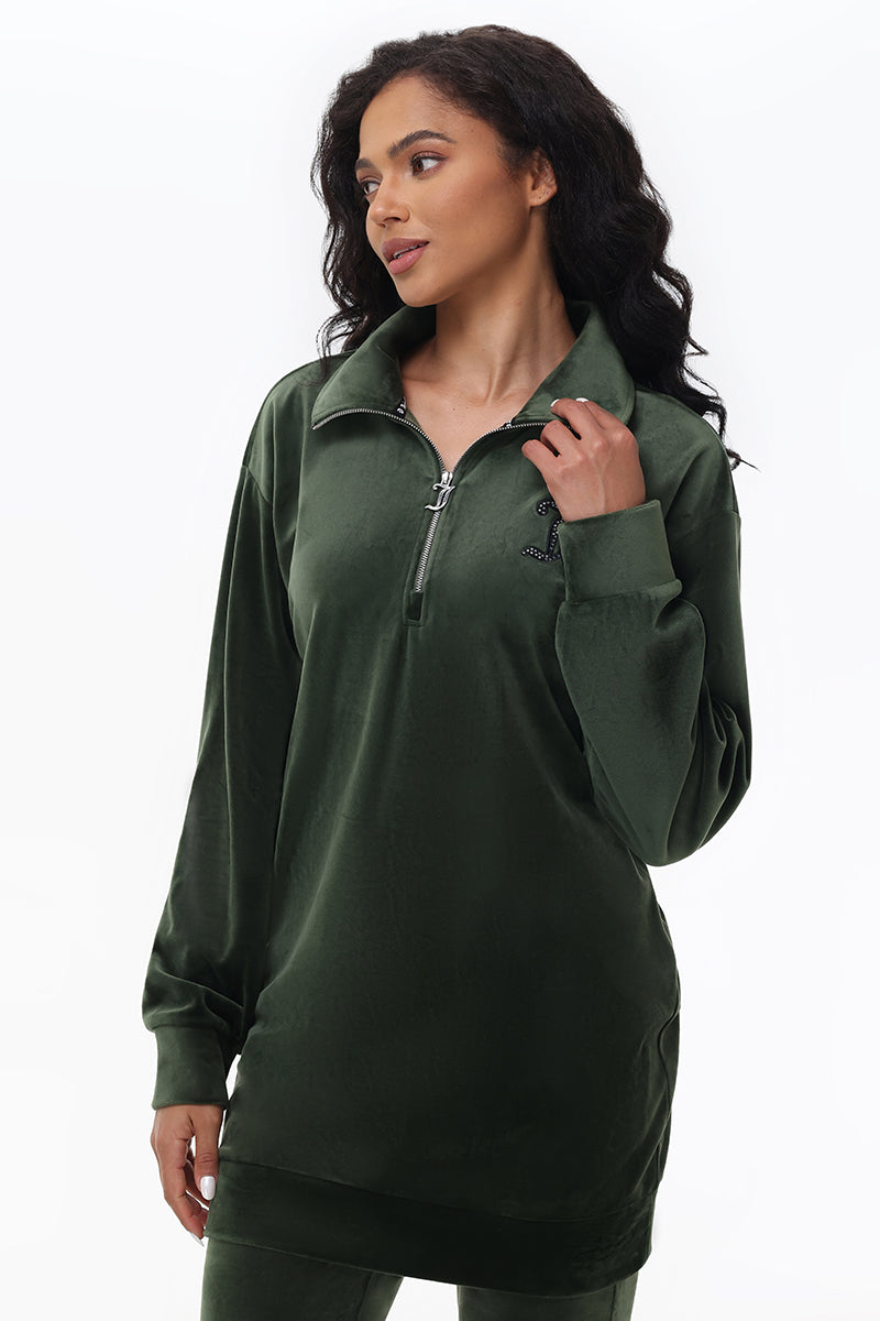 Oversized Small Bling Quarter Zip Pullover - Hands On Deck - Juicy Couture