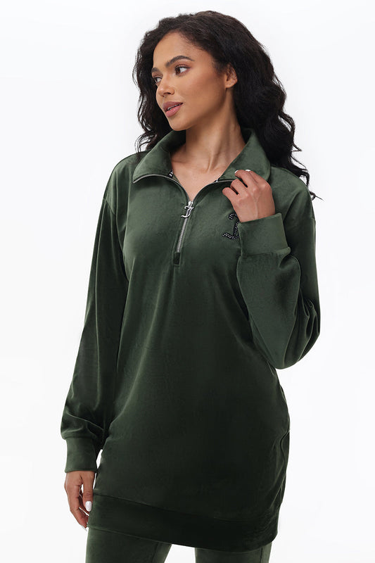 Oversized Small Bling Quarter Zip Pullover - Hands On Deck - Juicy Couture