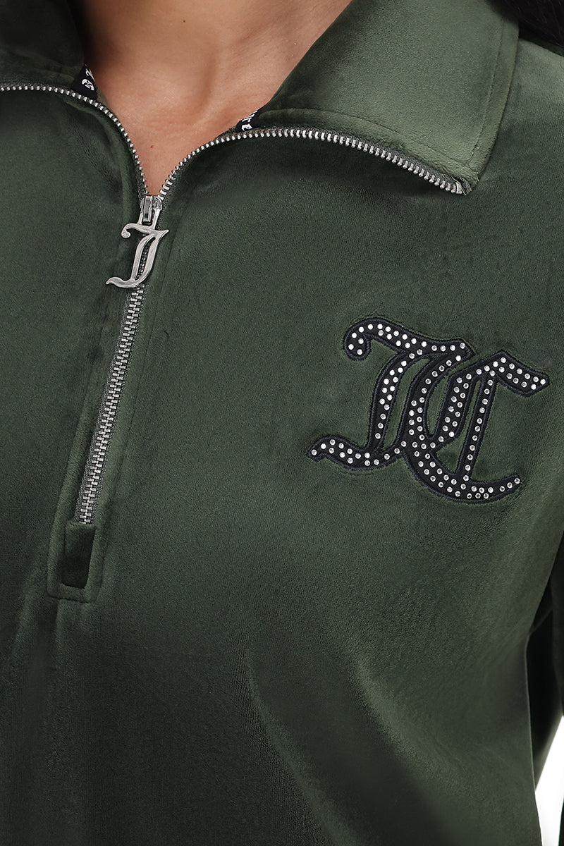 Oversized Small Bling Quarter Zip Pullover - Hands On Deck - Juicy Couture