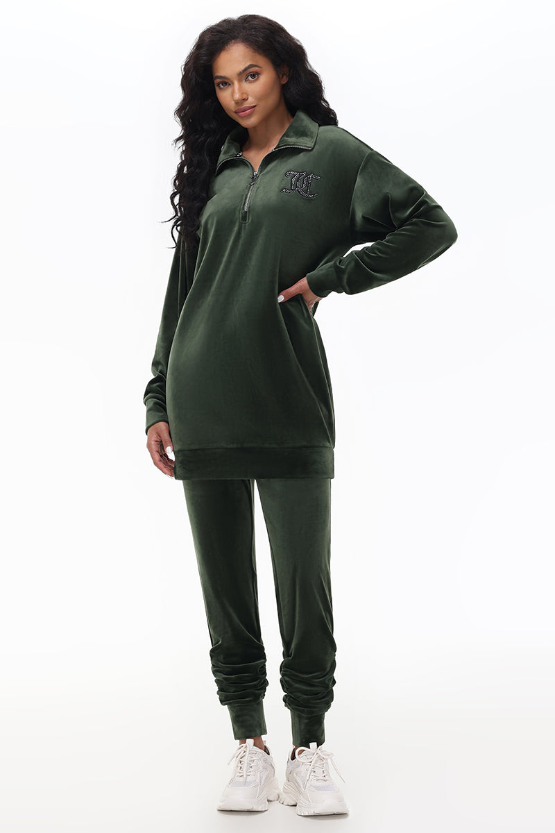Oversized Small Bling Quarter Zip Pullover - Hands On Deck - Juicy Couture