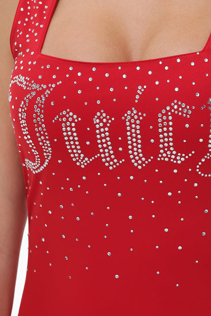 Big Bling Scoop Neck Tank Bodysuit - Coco Red - Juicy Couture