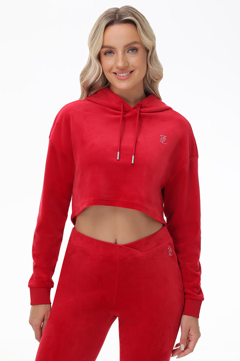 Big Bling High Low Cropped Hoodie - Coco Red - Juicy Couture